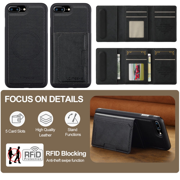 For iPhone 8 Plus / 7 Plus LC.IMEEKE L5 Series Detachable RFID Card Bag Magsafe Phone Case