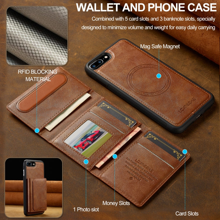 For iPhone 8 Plus / 7 Plus LC.IMEEKE L5 Series Detachable RFID Card Bag Magsafe Phone Case