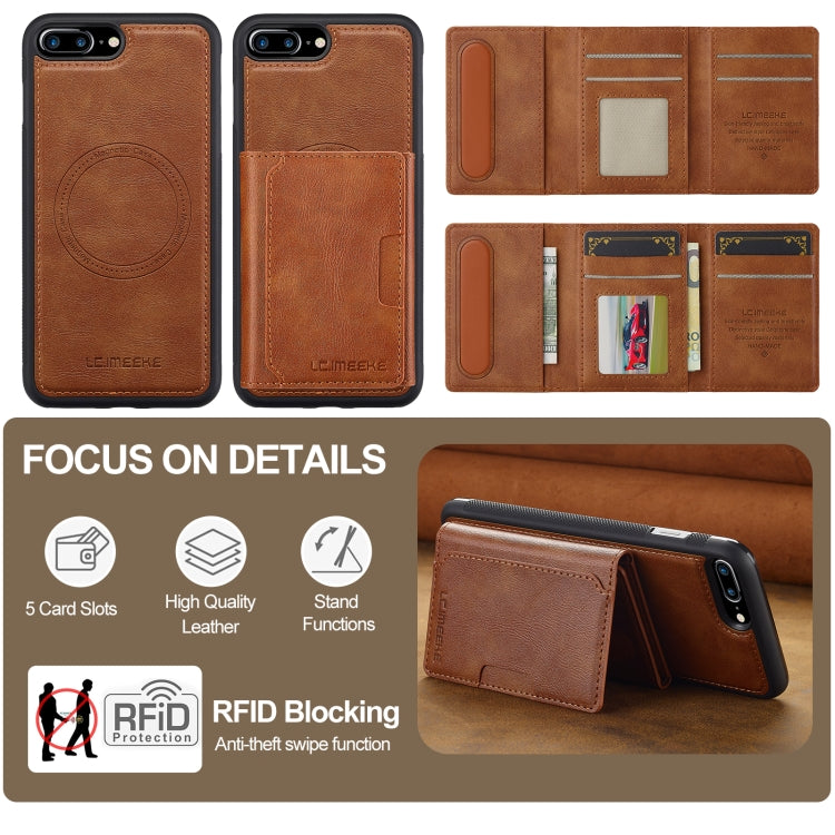 For iPhone 8 Plus / 7 Plus LC.IMEEKE L5 Series Detachable RFID Card Bag Magsafe Phone Case