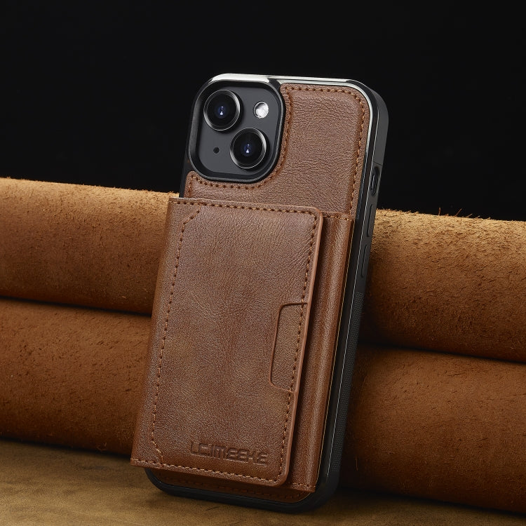 For iPhone 15 LC.IMEEKE L5 Series Detachable RFID Card Bag Magsafe Phone Case
