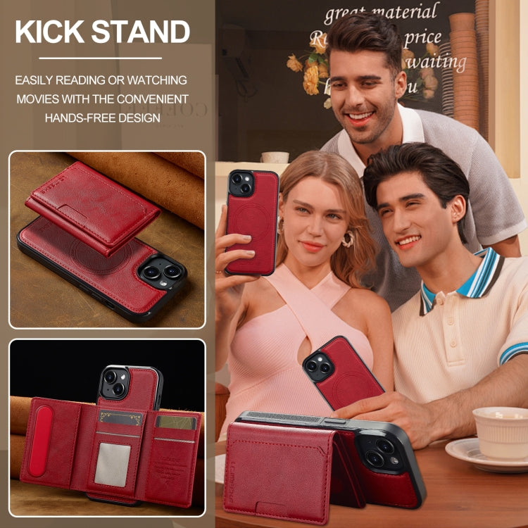 For iPhone 15 LC.IMEEKE L5 Series Detachable RFID Card Bag Magsafe Phone Case
