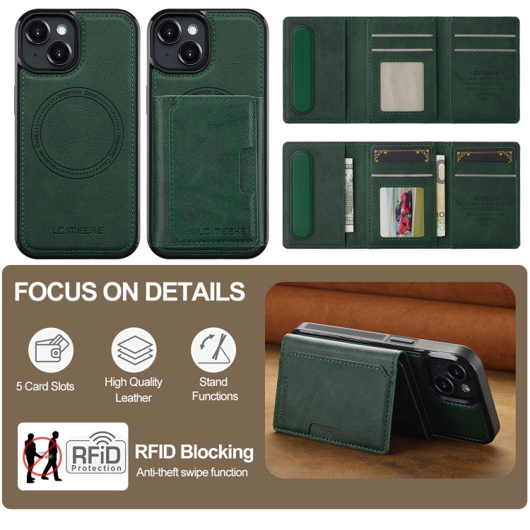For iPhone 15 Plus / 14 Plus LC.IMEEKE L5 Series Detachable RFID Card Bag Magsafe Phone Case