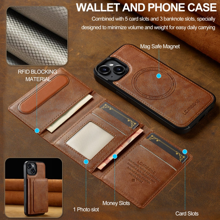 For iPhone 14 / 13 LC.IMEEKE L5 Series Detachable RFID Card Bag Magsafe Phone Case