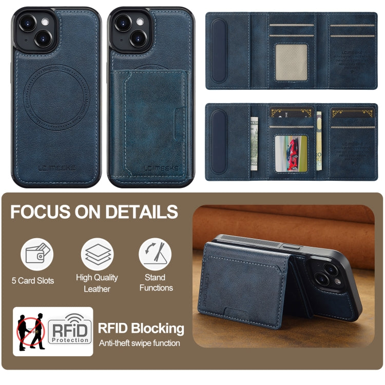 For iPhone 14 / 13 LC.IMEEKE L5 Series Detachable RFID Card Bag Magsafe Phone Case