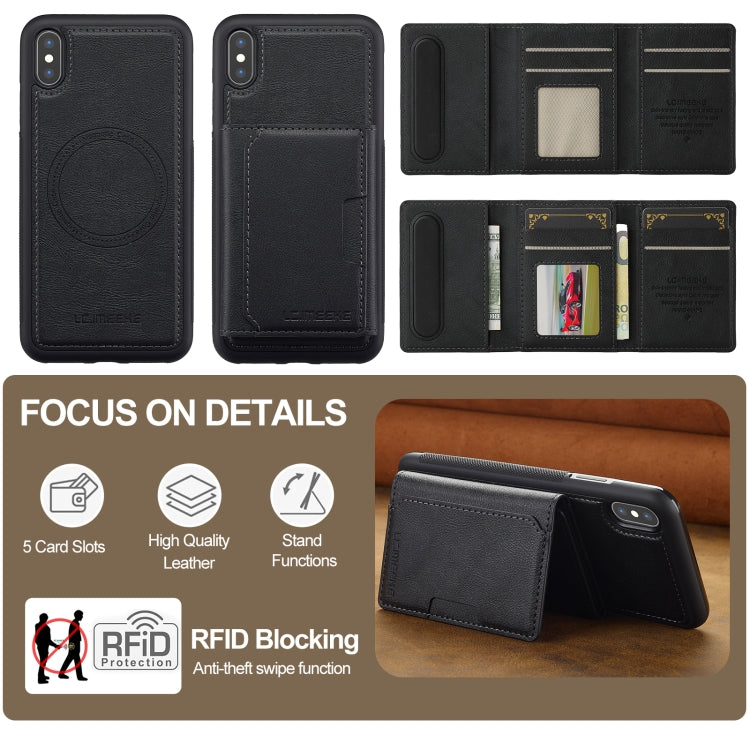For iPhone XS / X LC.IMEEKE L5 Series Detachable RFID Card Bag Magsafe Phone Case