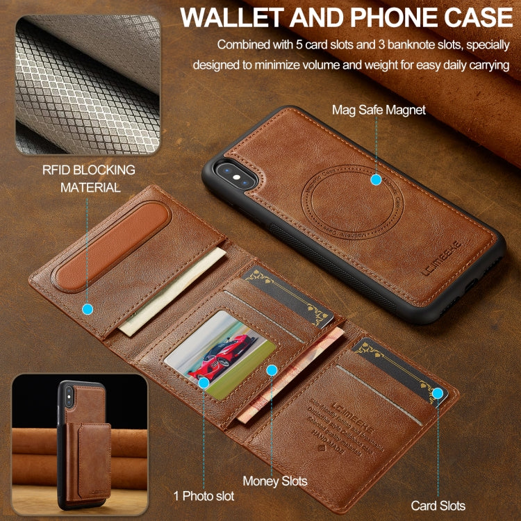 For iPhone XS / X LC.IMEEKE L5 Series Detachable RFID Card Bag Magsafe Phone Case