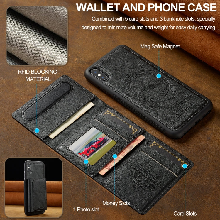 For iPhone XS Max LC.IMEEKE L5 Series Detachable RFID Card Bag Magsafe Phone Case