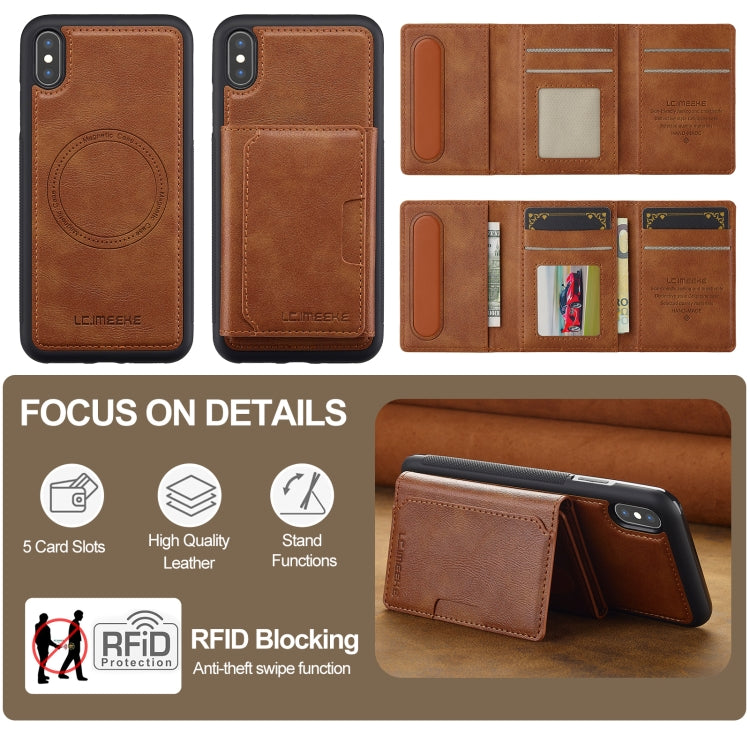For iPhone XS Max LC.IMEEKE L5 Series Detachable RFID Card Bag Magsafe Phone Case