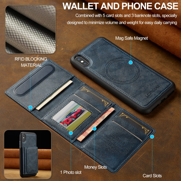 For iPhone XS Max LC.IMEEKE L5 Series Detachable RFID Card Bag Magsafe Phone Case