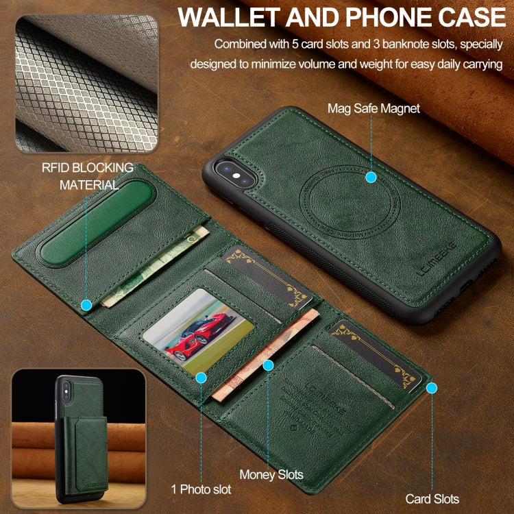 For iPhone XS Max LC.IMEEKE L5 Series Detachable RFID Card Bag Magsafe Phone Case