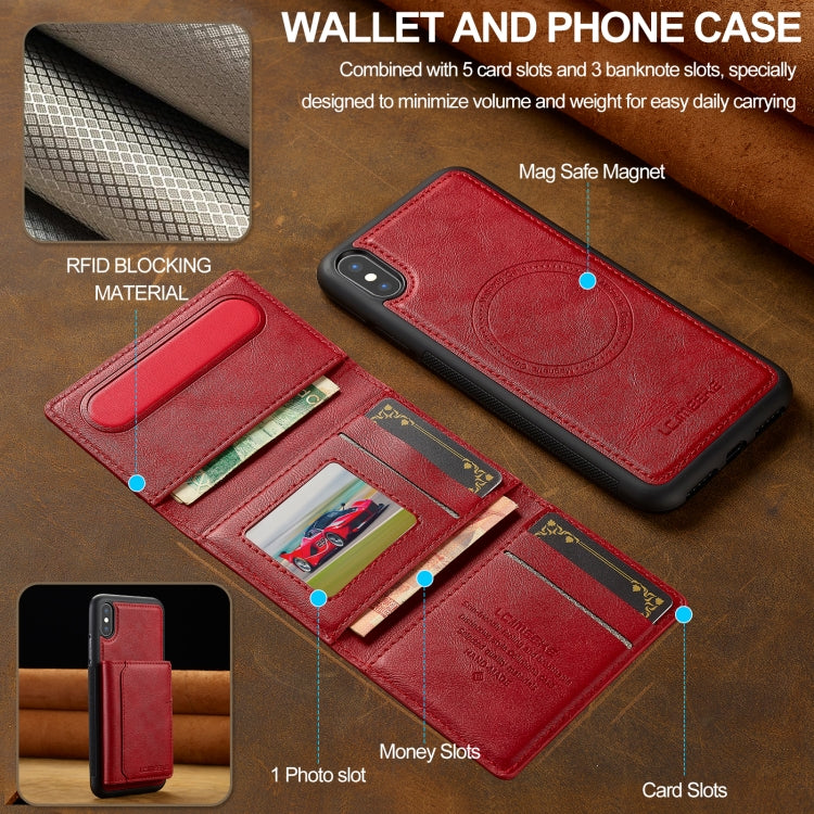 For iPhone XS Max LC.IMEEKE L5 Series Detachable RFID Card Bag Magsafe Phone Case