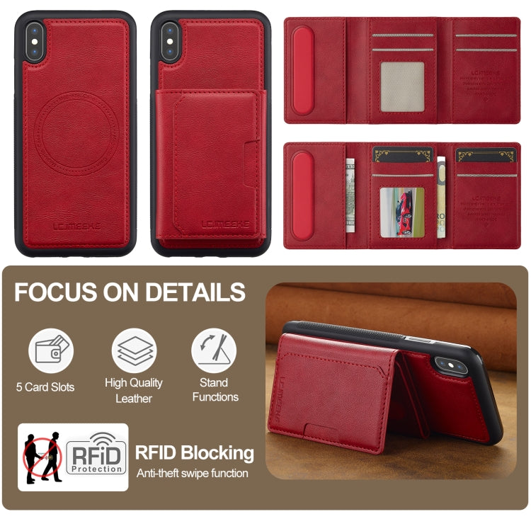 For iPhone XS Max LC.IMEEKE L5 Series Detachable RFID Card Bag Magsafe Phone Case