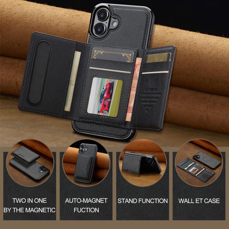 For iPhone 17 LC.IMEEKE L5 Series Detachable RFID Card Bag Magsafe Phone Case