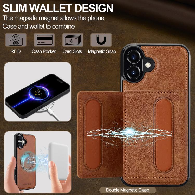 For iPhone 17 LC.IMEEKE L5 Series Detachable RFID Card Bag Magsafe Phone Case