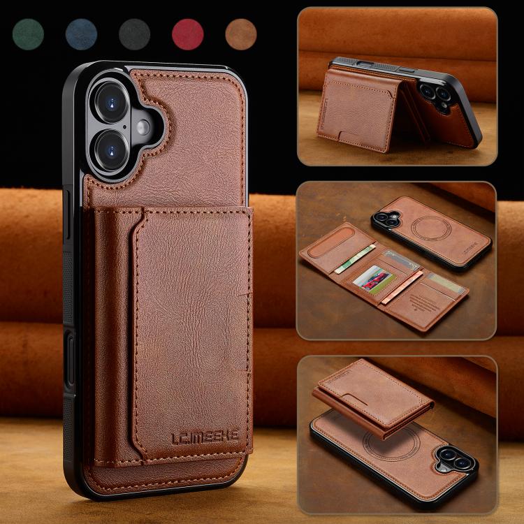 For iPhone 17 LC.IMEEKE L5 Series Detachable RFID Card Bag Magsafe Phone Case