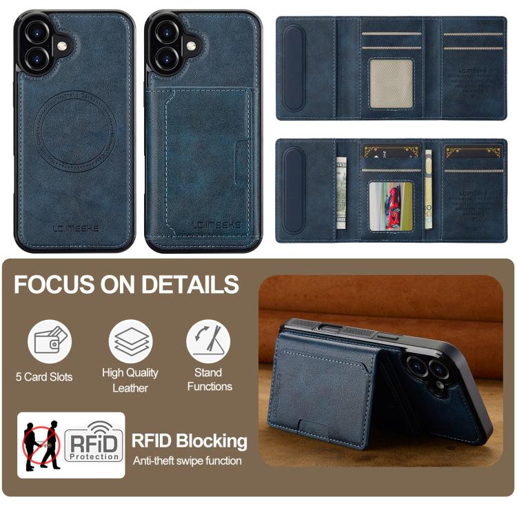 For iPhone 17 LC.IMEEKE L5 Series Detachable RFID Card Bag Magsafe Phone Case