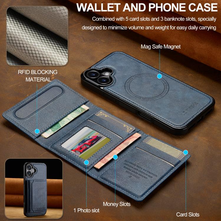 For iPhone 17 LC.IMEEKE L5 Series Detachable RFID Card Bag Magsafe Phone Case