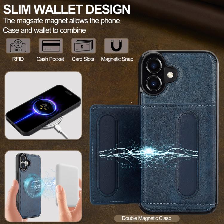 For iPhone 17 LC.IMEEKE L5 Series Detachable RFID Card Bag Magsafe Phone Case