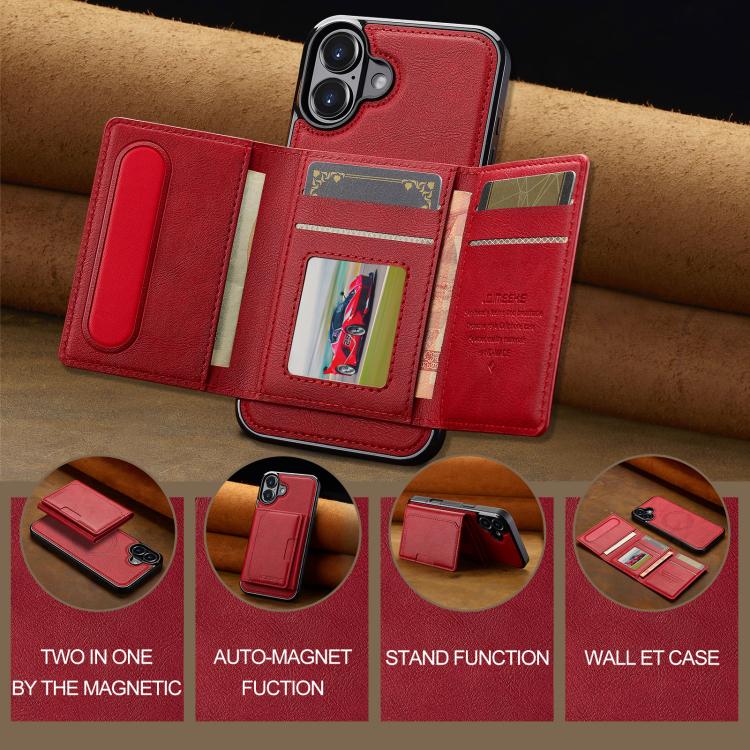 For iPhone 17 LC.IMEEKE L5 Series Detachable RFID Card Bag Magsafe Phone Case