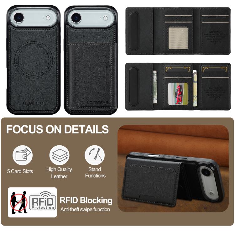 For iPhone Air LC.IMEEKE L5 Series Detachable RFID Card Bag Magsafe Phone Case