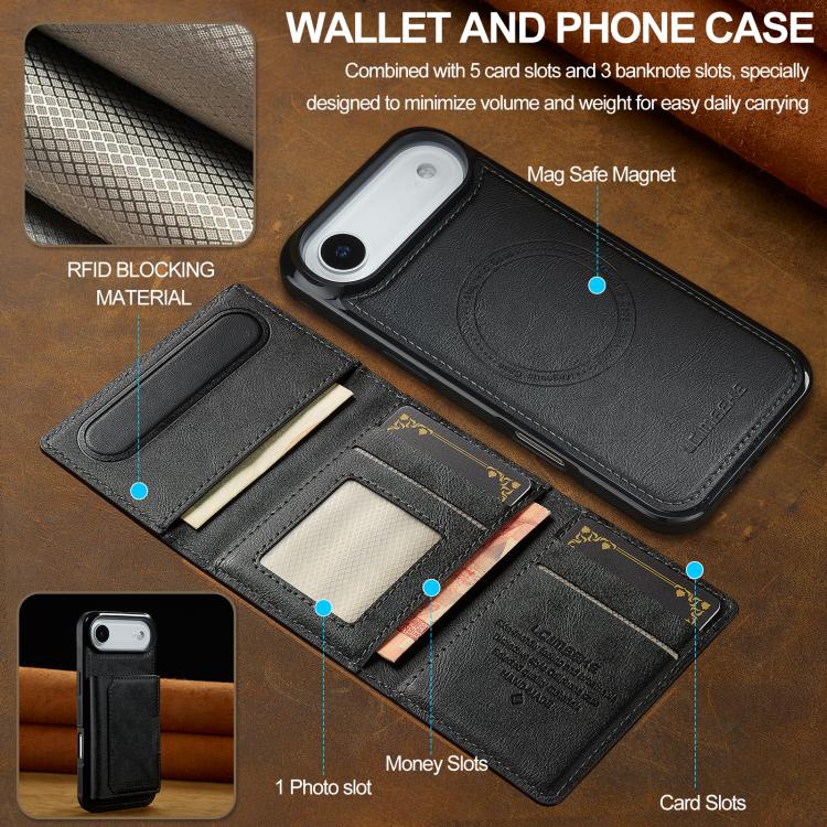For iPhone Air LC.IMEEKE L5 Series Detachable RFID Card Bag Magsafe Phone Case