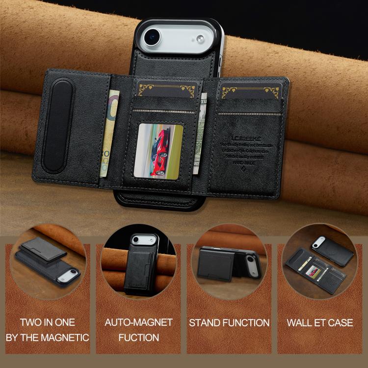 For iPhone Air LC.IMEEKE L5 Series Detachable RFID Card Bag Magsafe Phone Case