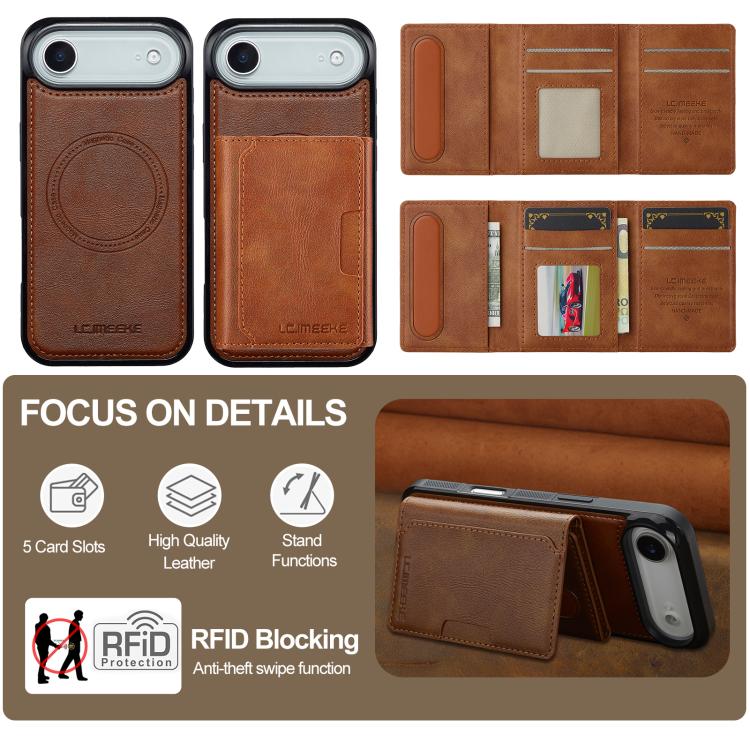 For iPhone Air LC.IMEEKE L5 Series Detachable RFID Card Bag Magsafe Phone Case