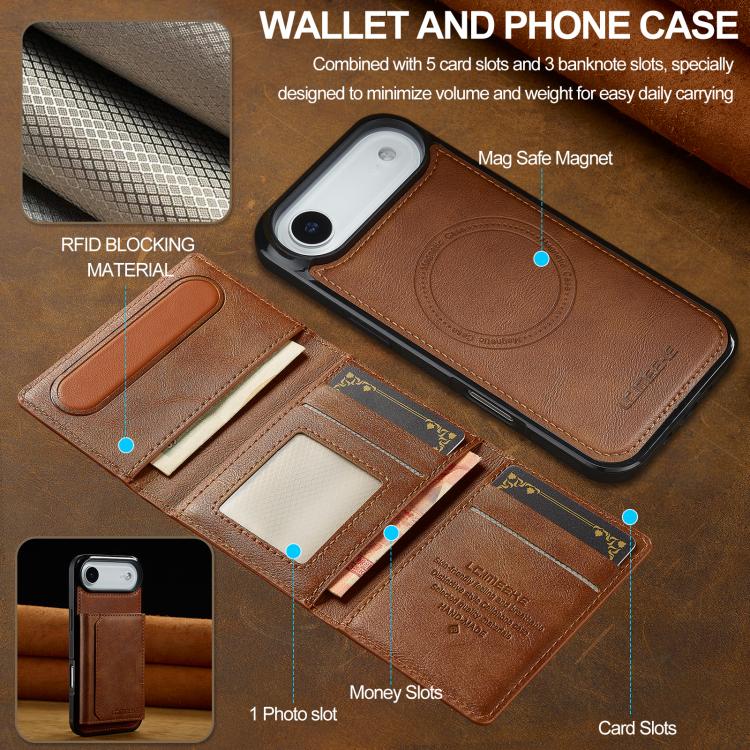 For iPhone Air LC.IMEEKE L5 Series Detachable RFID Card Bag Magsafe Phone Case
