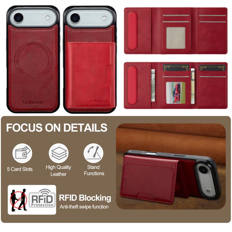 For iPhone Air LC.IMEEKE L5 Series Detachable RFID Card Bag Magsafe Phone Case