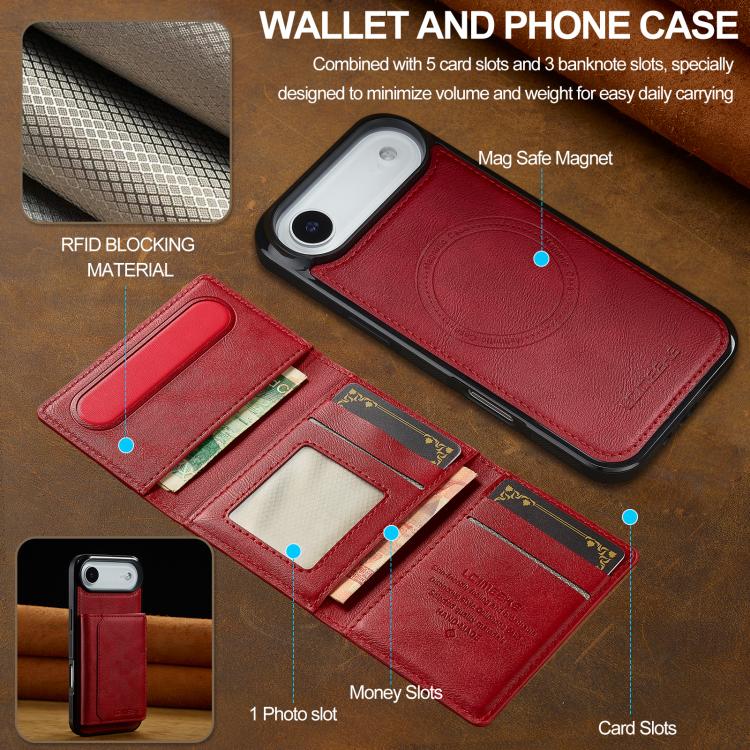 For iPhone Air LC.IMEEKE L5 Series Detachable RFID Card Bag Magsafe Phone Case