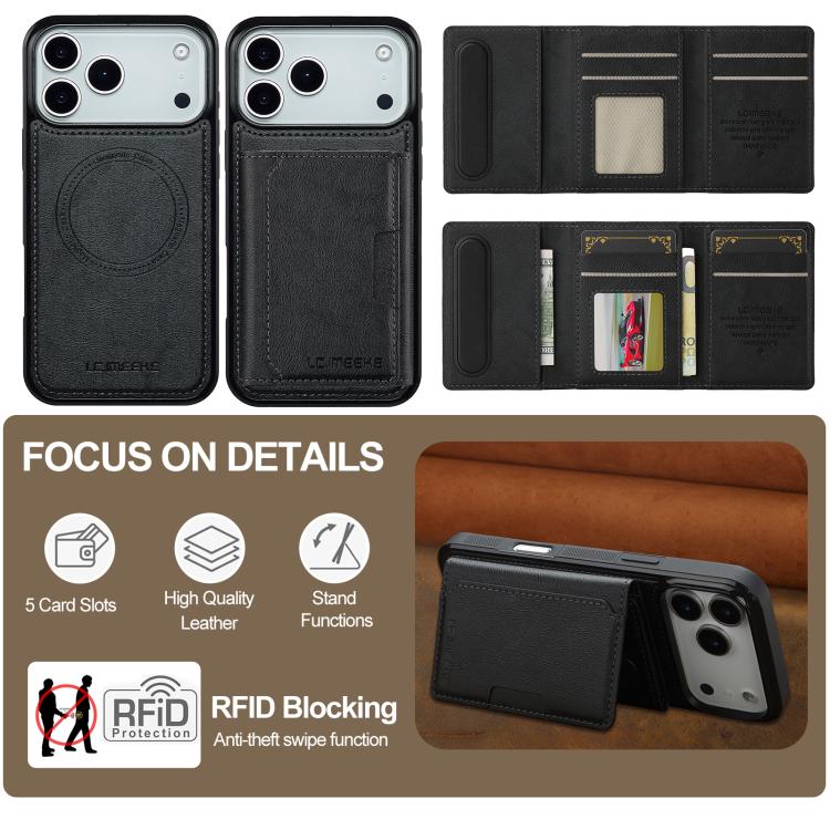 For iPhone 17 Pro Max LC.IMEEKE L5 Series Detachable RFID Card Bag Magsafe Phone Case