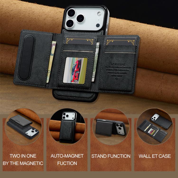 For iPhone 17 Pro Max LC.IMEEKE L5 Series Detachable RFID Card Bag Magsafe Phone Case