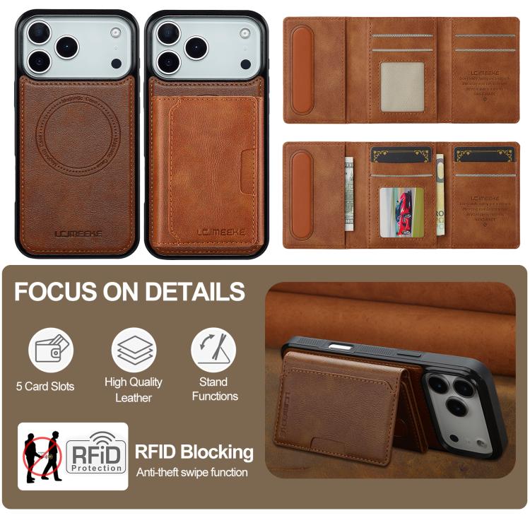 For iPhone 17 Pro Max LC.IMEEKE L5 Series Detachable RFID Card Bag Magsafe Phone Case