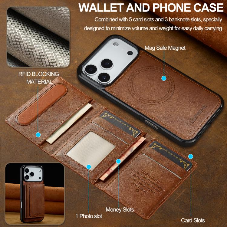 For iPhone 17 Pro Max LC.IMEEKE L5 Series Detachable RFID Card Bag Magsafe Phone Case