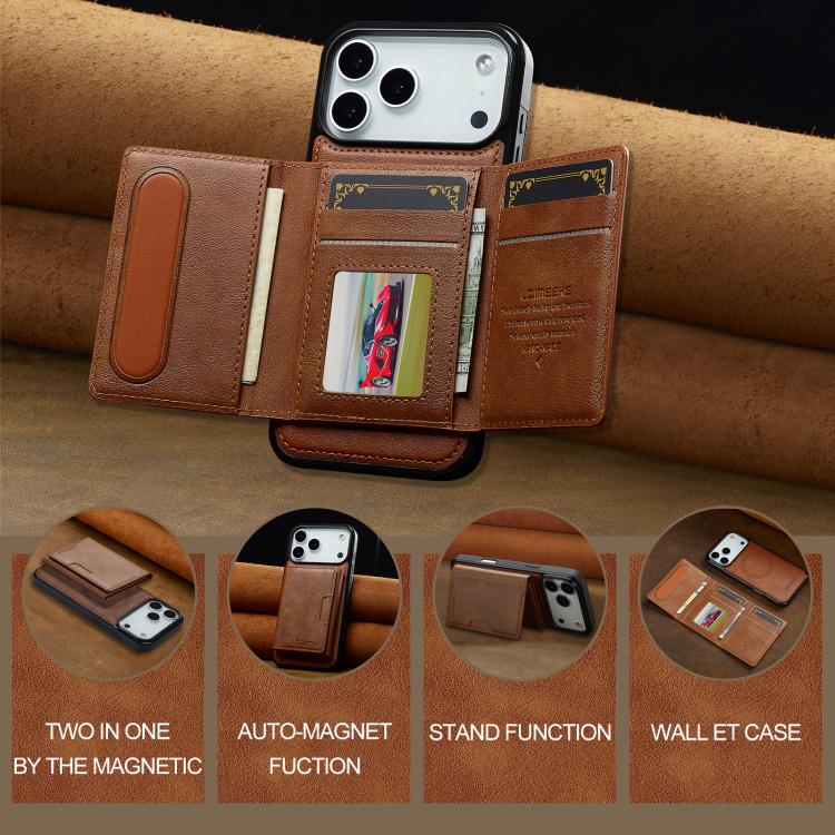 For iPhone 17 Pro Max LC.IMEEKE L5 Series Detachable RFID Card Bag Magsafe Phone Case