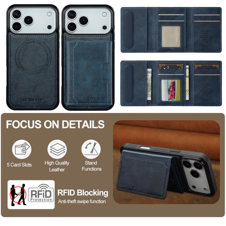 For iPhone 17 Pro Max LC.IMEEKE L5 Series Detachable RFID Card Bag Magsafe Phone Case