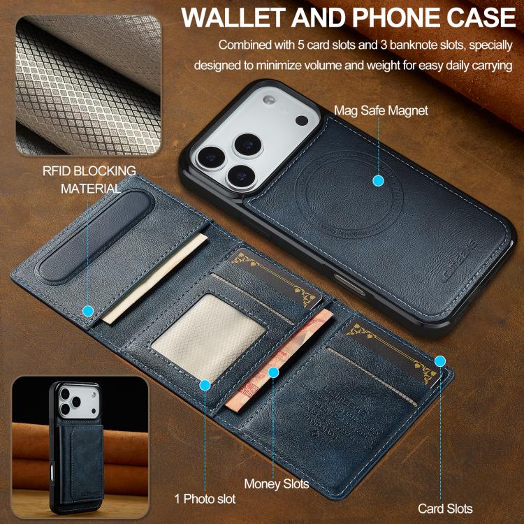 For iPhone 17 Pro Max LC.IMEEKE L5 Series Detachable RFID Card Bag Magsafe Phone Case