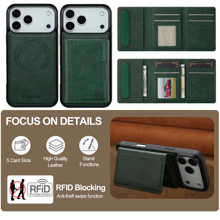 For iPhone 17 Pro Max LC.IMEEKE L5 Series Detachable RFID Card Bag Magsafe Phone Case