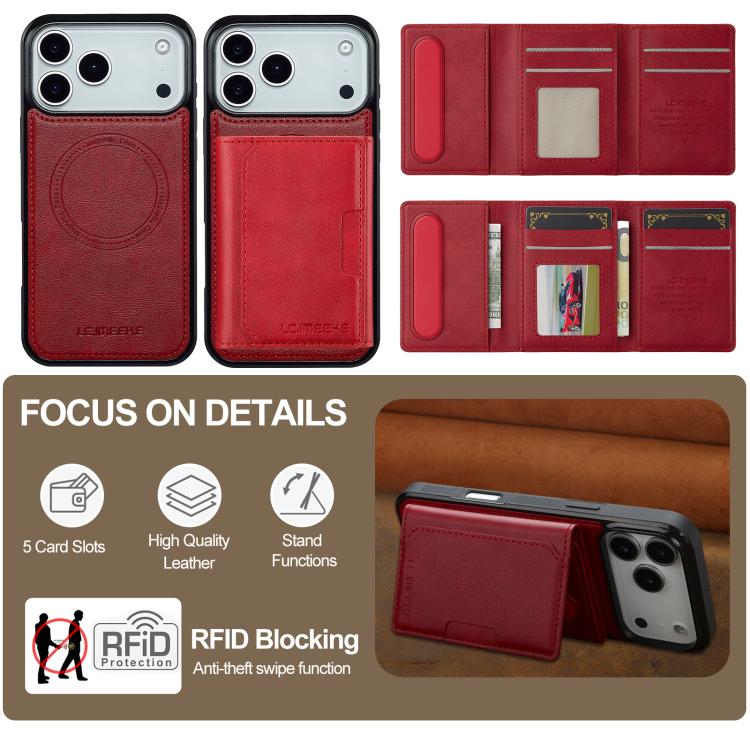 For iPhone 17 Pro Max LC.IMEEKE L5 Series Detachable RFID Card Bag Magsafe Phone Case