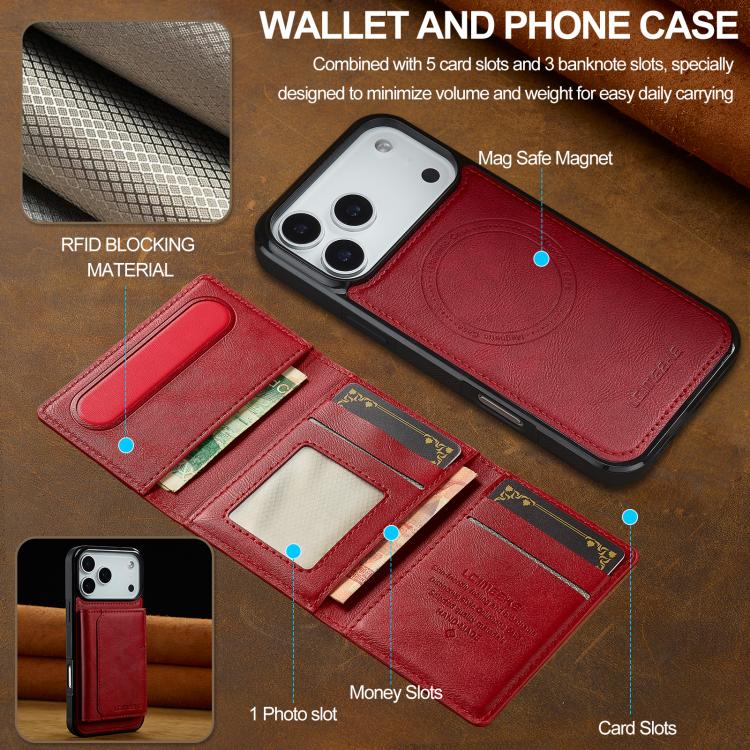For iPhone 17 Pro Max LC.IMEEKE L5 Series Detachable RFID Card Bag Magsafe Phone Case
