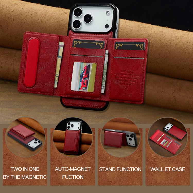 For iPhone 17 Pro Max LC.IMEEKE L5 Series Detachable RFID Card Bag Magsafe Phone Case