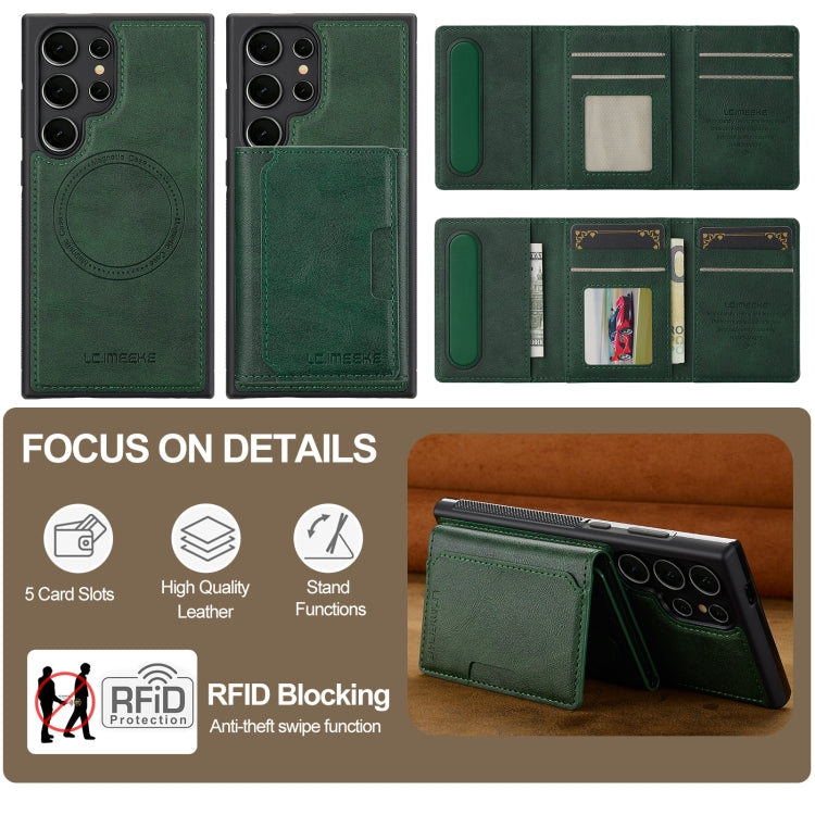 For Samsung Galaxy S22 Ultra 5G LC.IMEEKE L5 Series Detachable RFID Card Bag Magsafe Phone Case