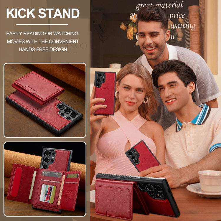 For Samsung Galaxy S22 Ultra 5G LC.IMEEKE L5 Series Detachable RFID Card Bag Magsafe Phone Case
