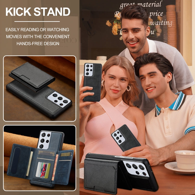 For Samsung Galaxy S21 Ultra 5G LC.IMEEKE L5 Series Detachable RFID Card Bag Magsafe Phone Case