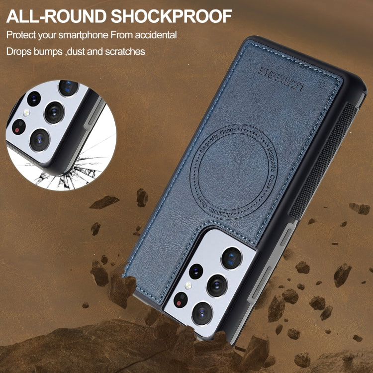 For Samsung Galaxy S21 Ultra 5G LC.IMEEKE L5 Series Detachable RFID Card Bag Magsafe Phone Case