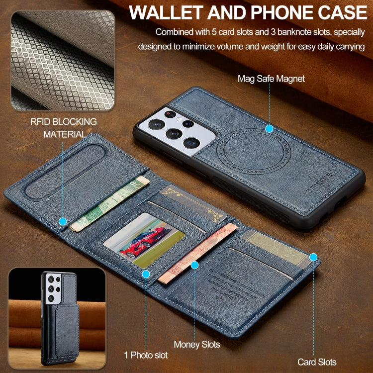 For Samsung Galaxy S21 Ultra 5G LC.IMEEKE L5 Series Detachable RFID Card Bag Magsafe Phone Case