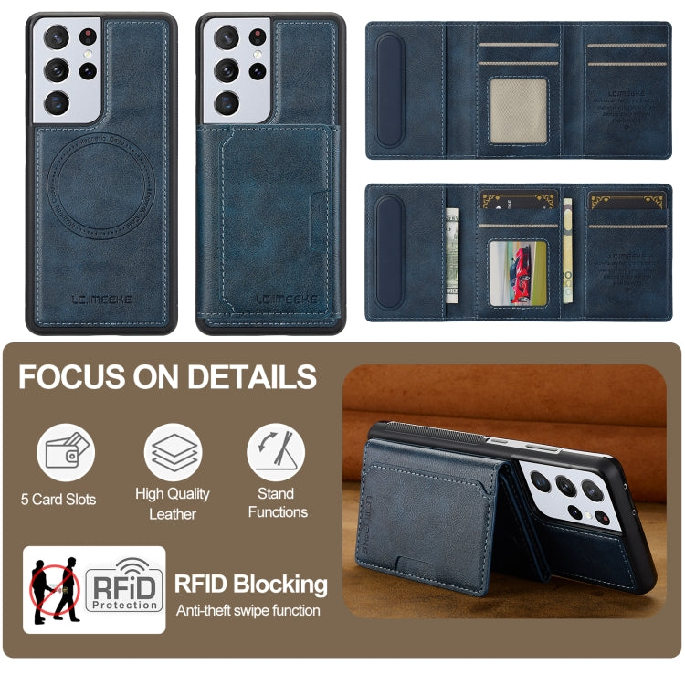 For Samsung Galaxy S21 Ultra 5G LC.IMEEKE L5 Series Detachable RFID Card Bag Magsafe Phone Case