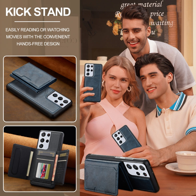 For Samsung Galaxy S21 Ultra 5G LC.IMEEKE L5 Series Detachable RFID Card Bag Magsafe Phone Case