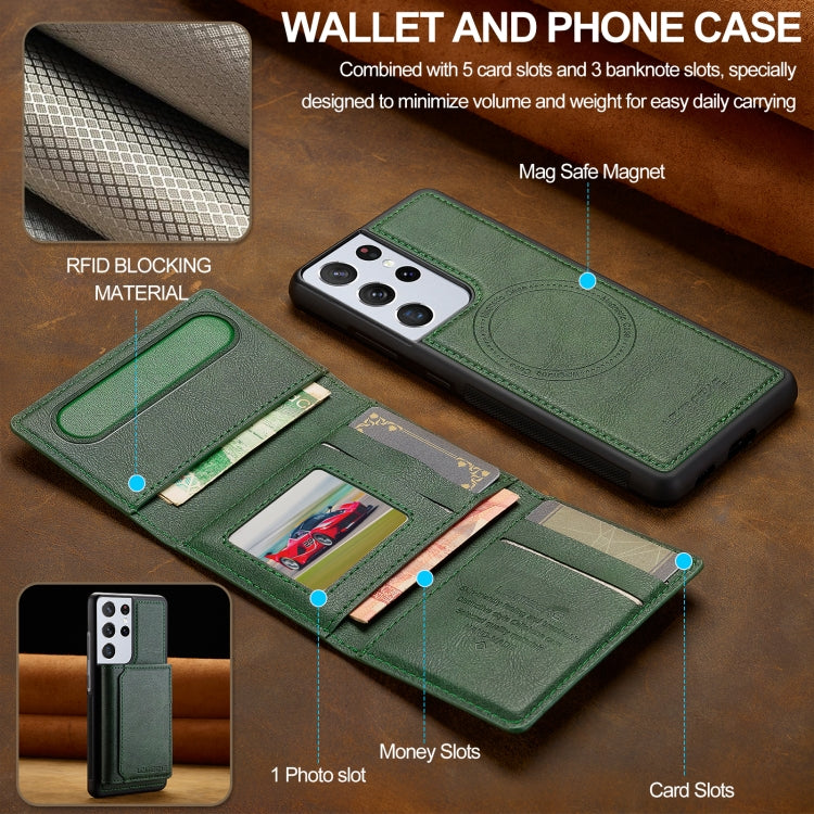 For Samsung Galaxy S21 Ultra 5G LC.IMEEKE L5 Series Detachable RFID Card Bag Magsafe Phone Case