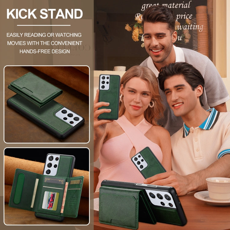 For Samsung Galaxy S21 Ultra 5G LC.IMEEKE L5 Series Detachable RFID Card Bag Magsafe Phone Case